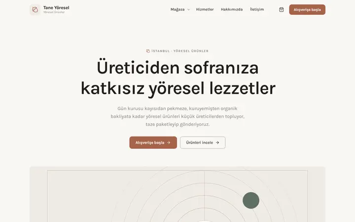 Tane – Yöresel Ürünler web sitesi teması